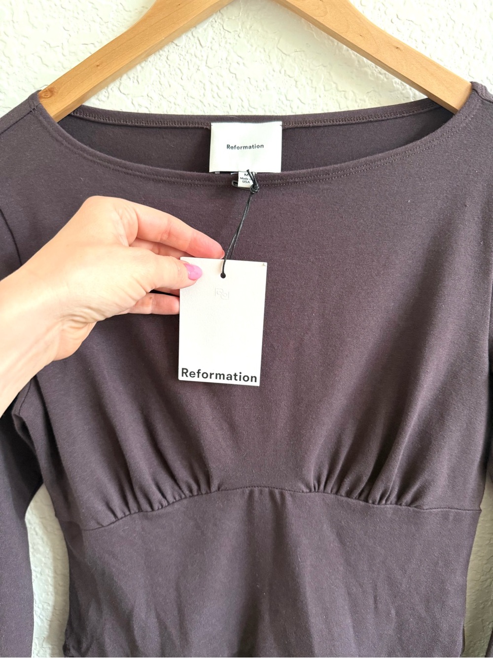 Reformation Melissa Knit Dress in Black Currant or Dark Brown Size M Long Sleeve - Picture 2 of 8